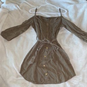 Olive green off the shoulder G by Guess dress
